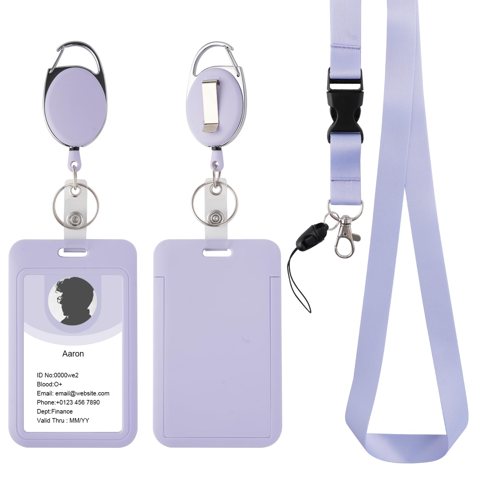 Retractable ID Badge Holder with Breakaway Lanyard,Heavy Duty Badge Reel,Detachable Keychain, Cruise Ship Cards Holder,for Nurse Officer Teacher Security Staff Women Men(Purple)