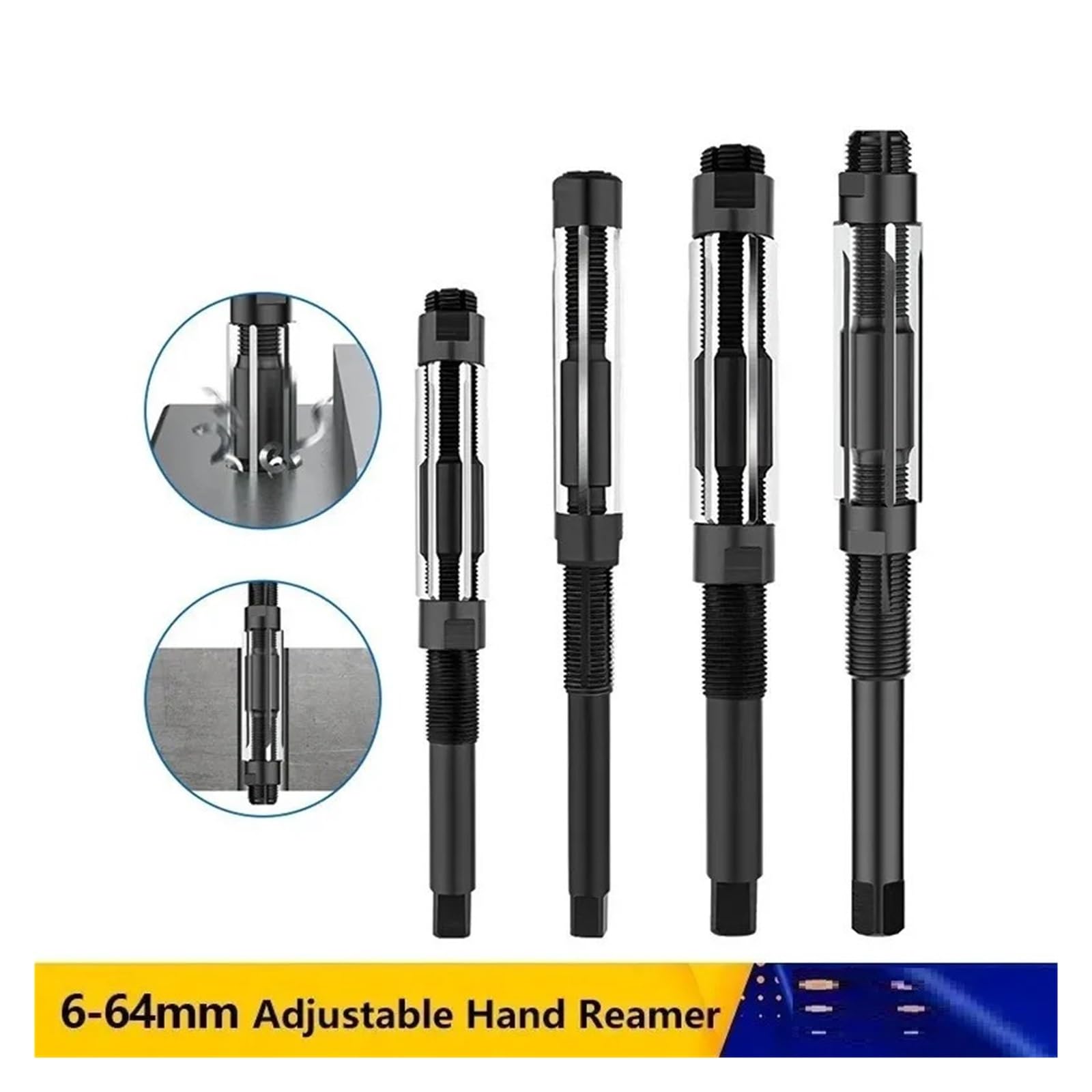 Escariador manual ajustable Escariador manual 30 mm 6-HSS Máquina de acero de aleación que corta herramientas metalúrgicas ajustables | 7.75-8.5mm