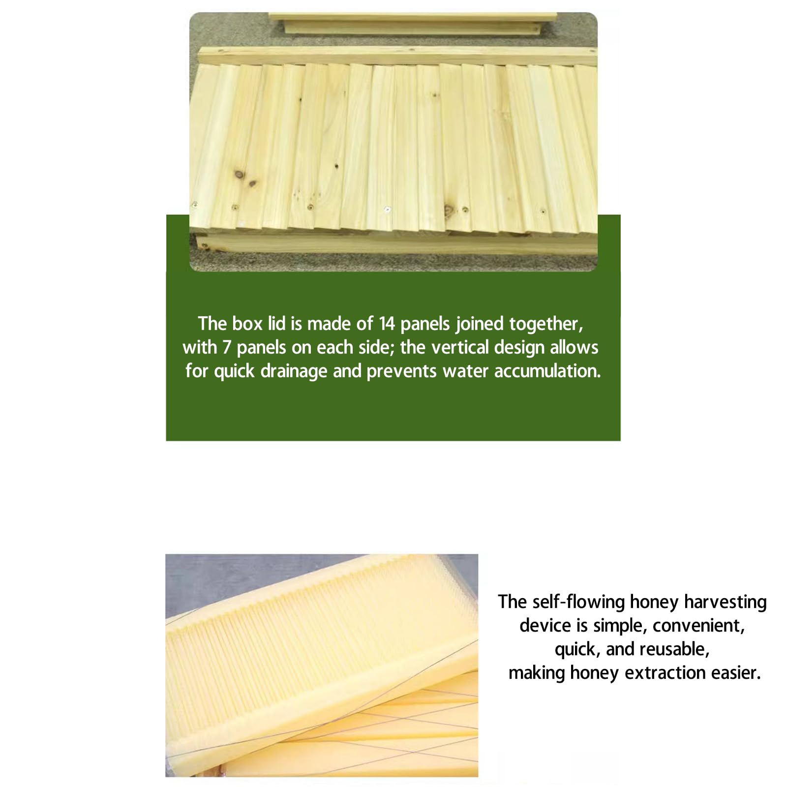 Automatisches Bienenstock-Set aus Holz, selbst fließender Bienenstock aus Holz, umfasst 7 Rahmen und Grundblätter, geeignet für Bienen und Schmetterlinge.
