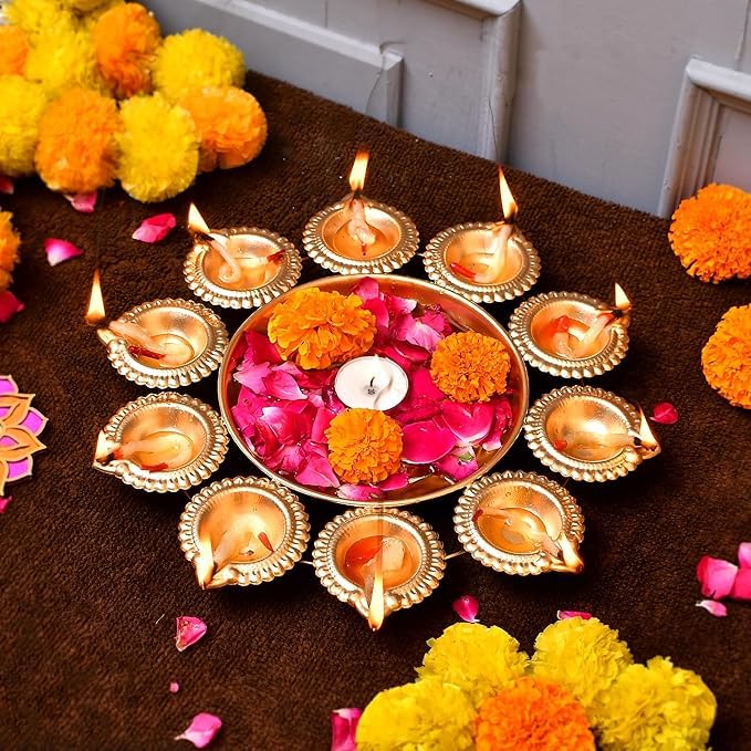 Heaven Hub Diya Shape Flower Decorative Urli Bowl for Home Decor Bowl for Floating Flowers and Tea Light Candles Home,Office and Table Decor| Diwali Decoration Items (Gold Plated) (B0DH3VLK1R) Amazon Price History, Amazon Price Tracker
