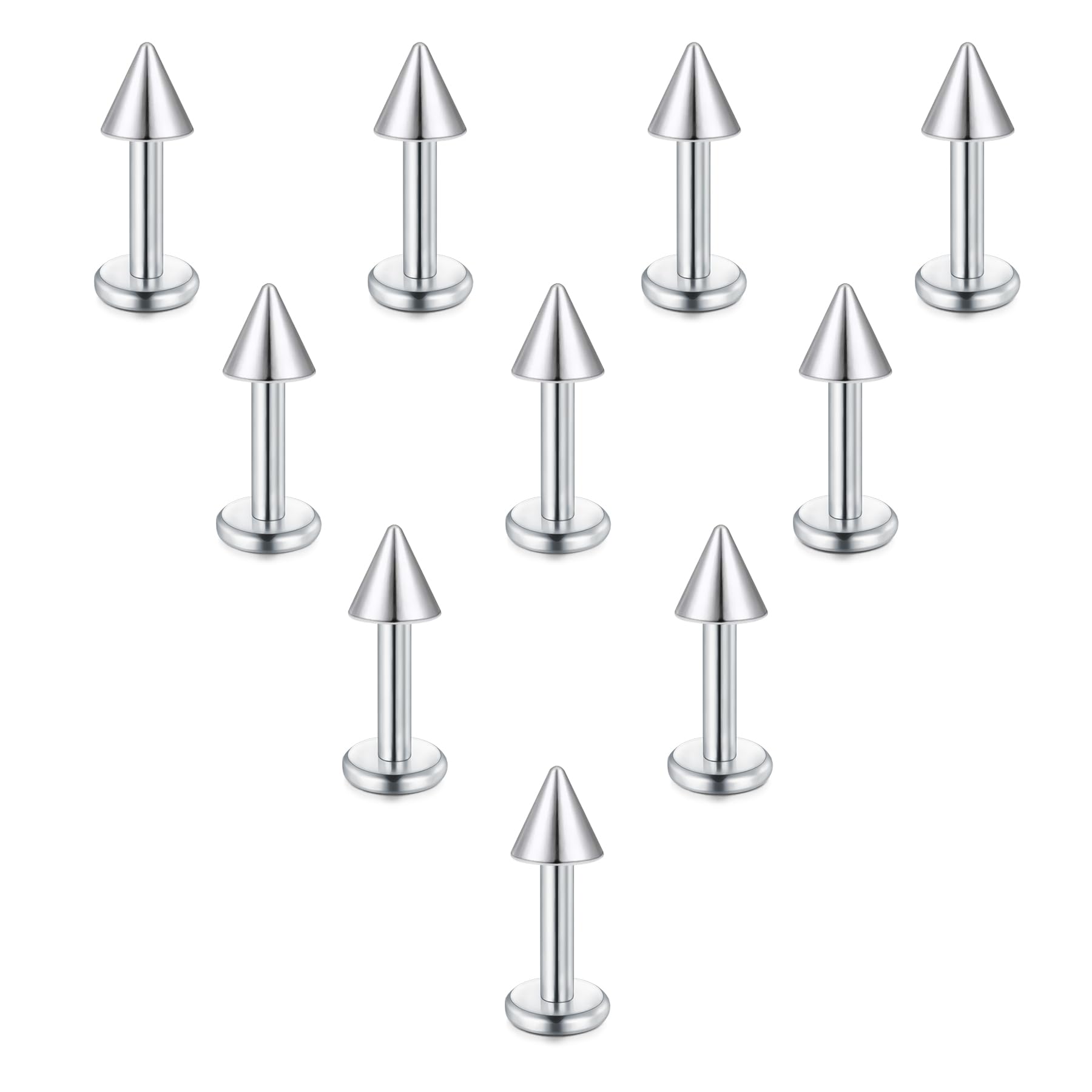 Briana Williams 10pcs 1.2mm 316L Acero Inoxidable Labret Labio Piercing Tragus Helix cartílago Pendiente Barbell Stud, 6-8 mm Longitud de la Barra — view 16