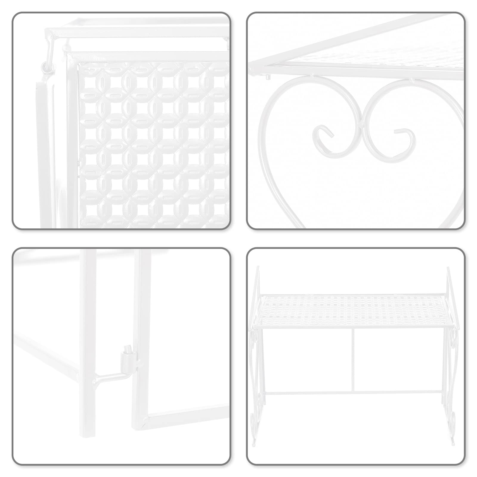 Dazone Etagère Micro-Ondes en Métal, Support de Four Micro-Onde Amovible Rangement de Cuisine avec 2 Niveaux pour Placer Four à Micro-Ondes, Vaisselle, Cafetière, Assiette ou Épices (Blanc)