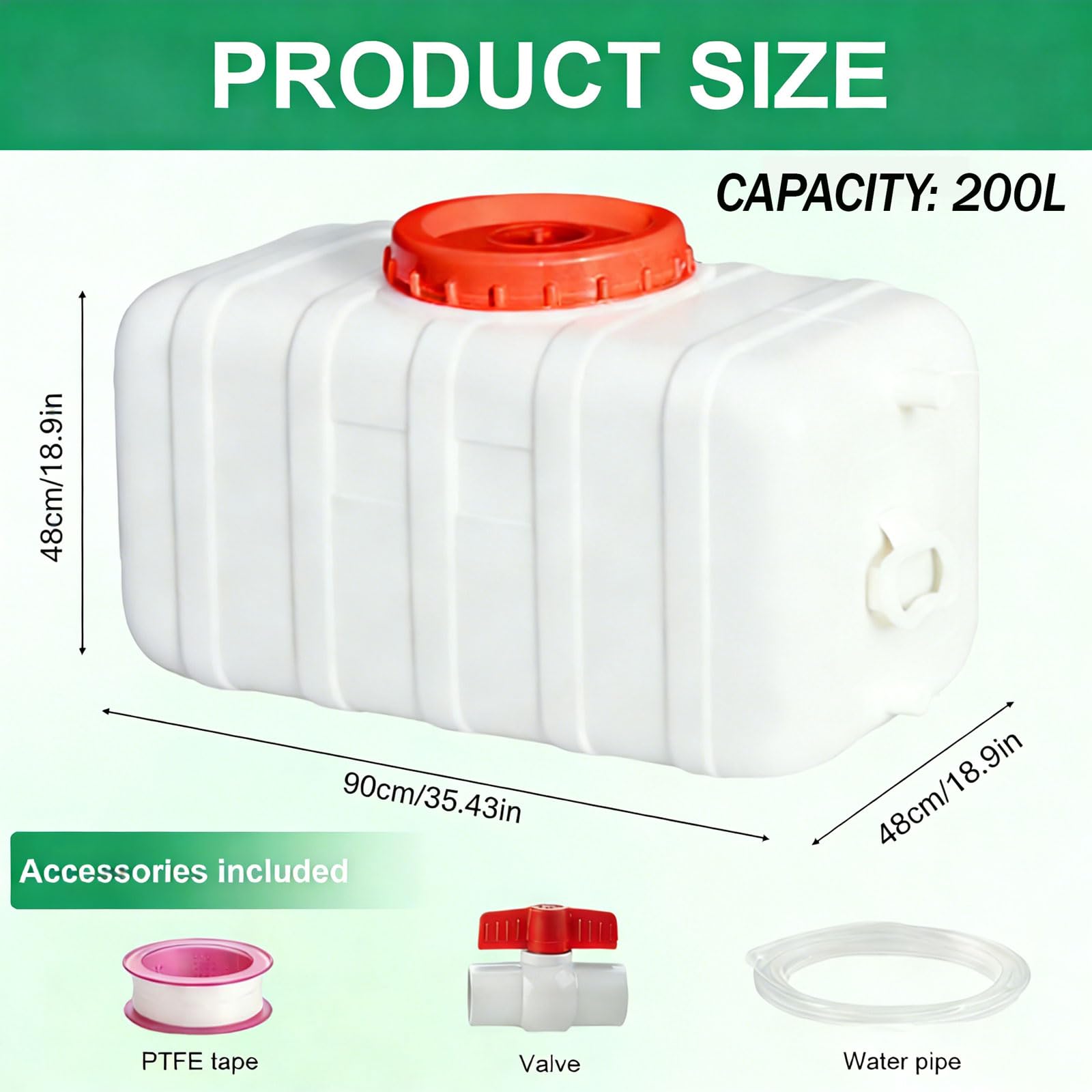 Deposito Agua Potable para autocaravanas Polietileno de Alta Densidad de bidon Agua con Grifo para caravanas, Barcos y Robusto y Resistente a los Rayos UV con válvula(Size:200L,Color:Blanca)