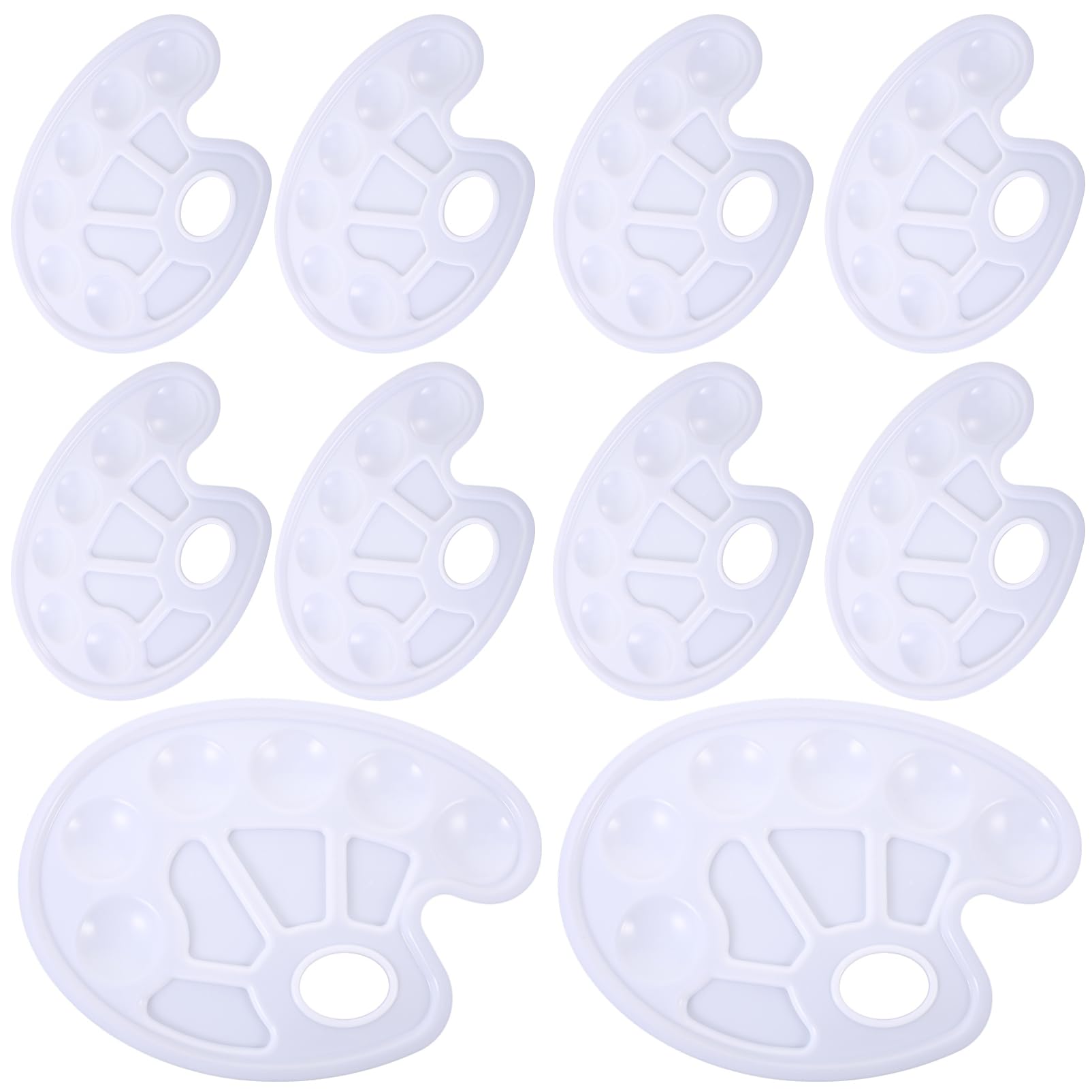 VILLCASE 4 Sätze Mischpalette Malpalette Tabletts Farbbecher Platte Kunststoffpaletten Kunststofffass Farbwanne Künstlerpalette Farbtablett Plastik Weiß 10 Stück * 4
