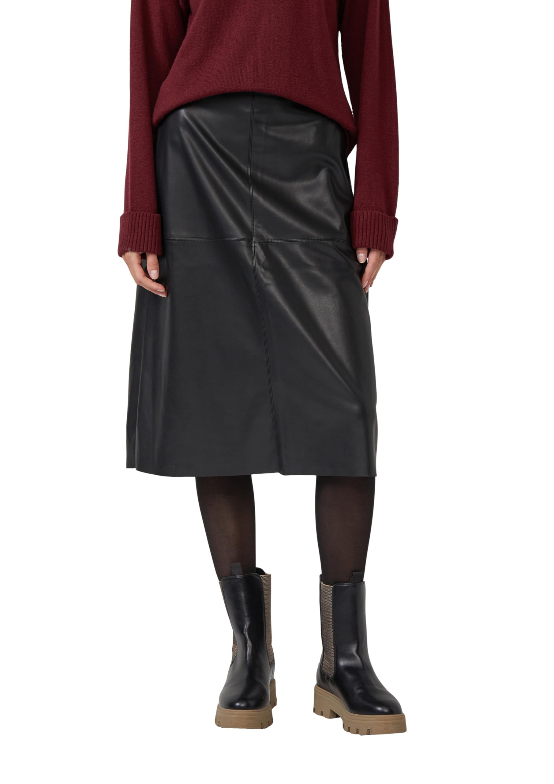 s.Oliver Midi-Rock aus Kunstleder in A-Linie