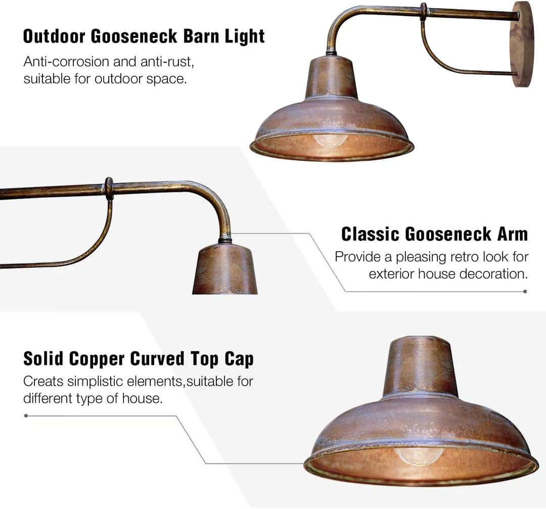 7 PANDAS Wall Light Fixture Outdoor, Exterior Waterproof Wall Lantern Light Fixtures, Antique Style Solid Copper Exterior Sconce for Patio Garage Front Door (Medium 2Pack)