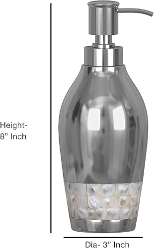 Miniatura 3 de nu steel JA6H Jakarta Collection - Dispensador de jabón líquido y loción para encimeras de baño o cocina, metal con acabado de nácar, pequeño,