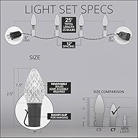 Vista 4 de Wintergreen Lighting C7 OptiCore Luces de Navidad Multicolor Comerciales - Cadena de luces LED de Navidad, luces navideñas al aire libre; cable Verde