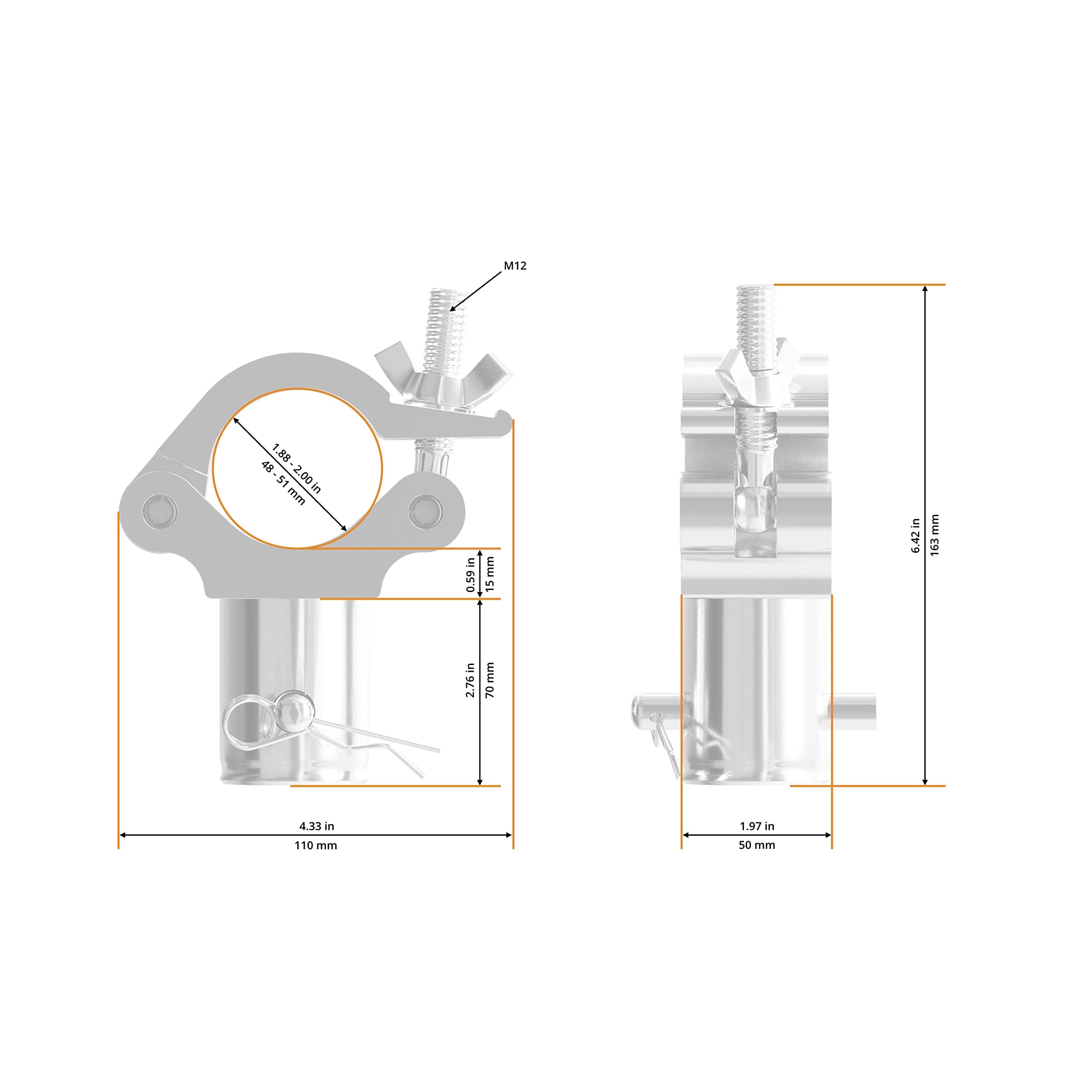 Global Truss Half Coupler Spacer Female 48-51/50/500kg - Demi-Accouplement