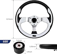 Vista 2 de Volante de barco de 12.5 pulgadas, adaptador de volante marino de eje de 3/4 pulgadas, yates, botes pontón blanco