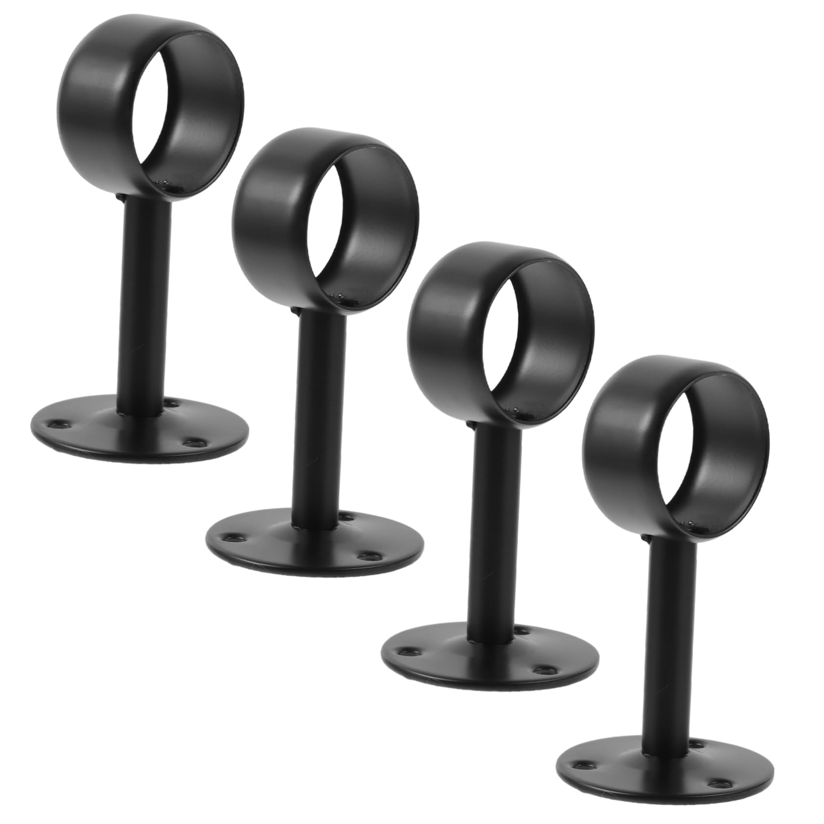 ULTECHNOVO 3 Ensembles Porte-Poteau De Placard Support Porte-Canne À Bride Cintres De Tringle À Rideau Accessoire De Salle De Bain Acier Inoxydable Black 4 Pièces * 3
