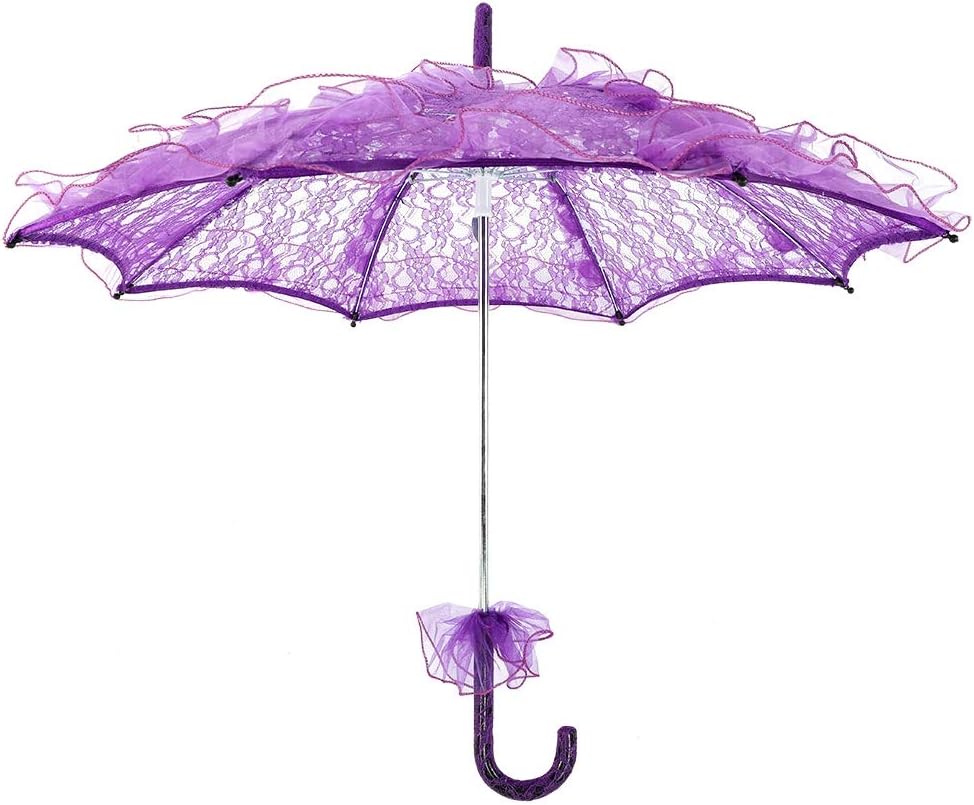 Atyhao Lace Umbrella Cotton Vintage Bridal Lace Umbrella for Wedding Parasol Costume for Parties Dancing Photography Prop Decoration()