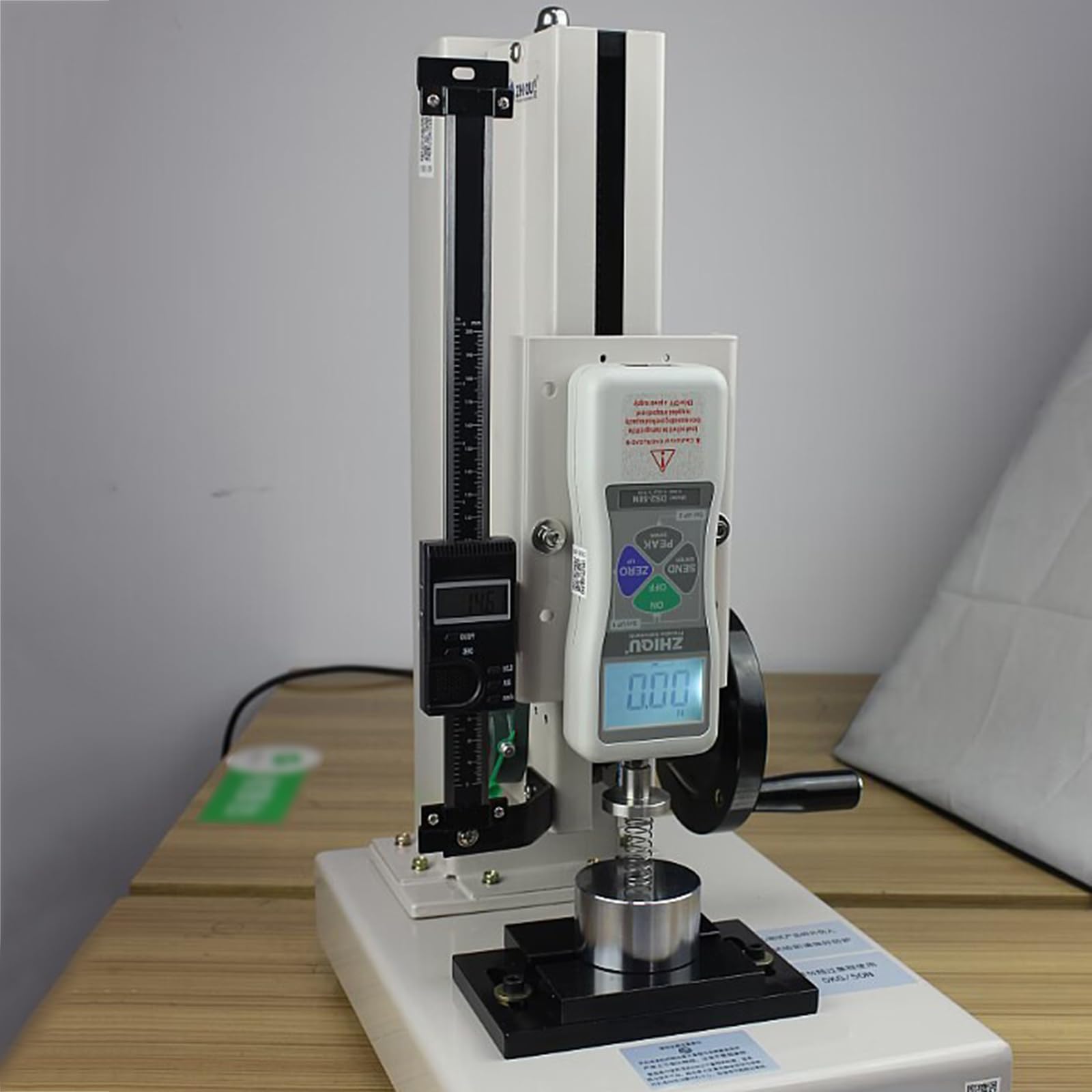 Manueller Push-Pull-Prüfstand, 500N Digitales Push-Pull-Messgerät, Radbetrieben, Hub 200 Mm, Mit Digitalem Lineal, USB-Datenausgang, Für Laborspannungstests