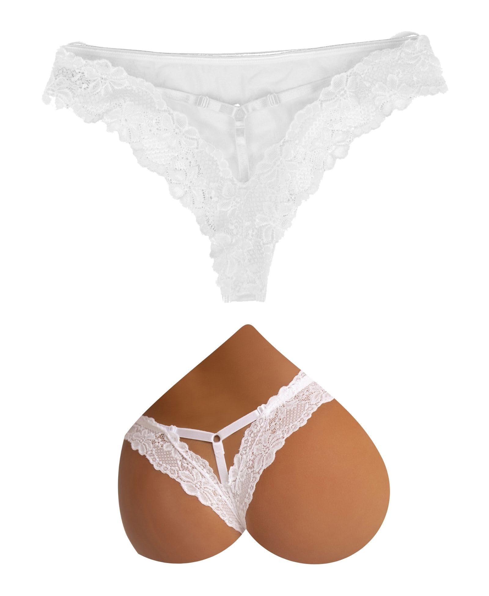 Women's Sexy Thongs Lace Cheeky Panties Stretchy Adjustable French Knickers Milk Silk Plus Size Underwear Soft Cotton Crotch Tanga Briefs S-3XL