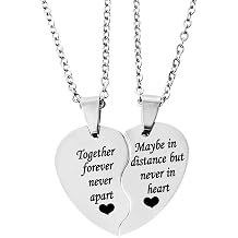 MJartoria BFF Necklace for 2-Valentines Heart Matching Necklace Best Friends Pendant Friendship Necklace Set of 2 Gifts for Women