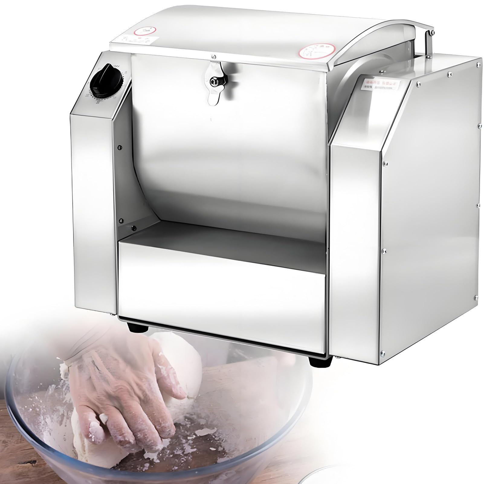 Pétrin électrique Compact en Acier Inoxydable pour Petites Cuisines, pétrin à Farine pour écoles, boulangeries, Restaurants, Facile à Nettoyer et à Ranger. 3KG-110V