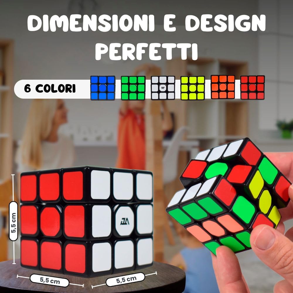 Cubo magico 3x3 velocità, puzzle ad alta resistenza, velocità cubo, puzzle educativo per bambini e adulti, tensione regolabile, adesivi in fibra di carbonio, 5,5 cm
