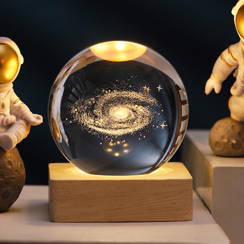 Mint Ocean Sfera Luce Notturna 1 Pezzo Luce Notturna A Sfera Di Cristallo  3D Alimentata USB Con Base In Legno, Decorazione Per La Casa E Per La  Camera, Modelli Di Sistema Solare,, image size:1001x1001