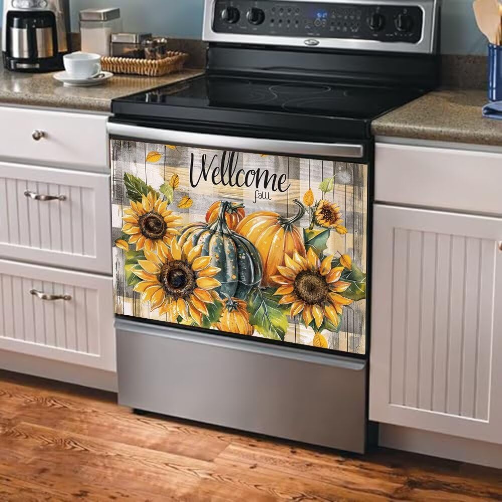 Cubierta Magnética De Madera Retro Para Lavavajillas Para Puerta Delantera, Pintura De Girasol, Cubierta Magnética Para Refrigerador, Calcomanía De Panel Magnético De Madera De Mariposa, 23 X 17