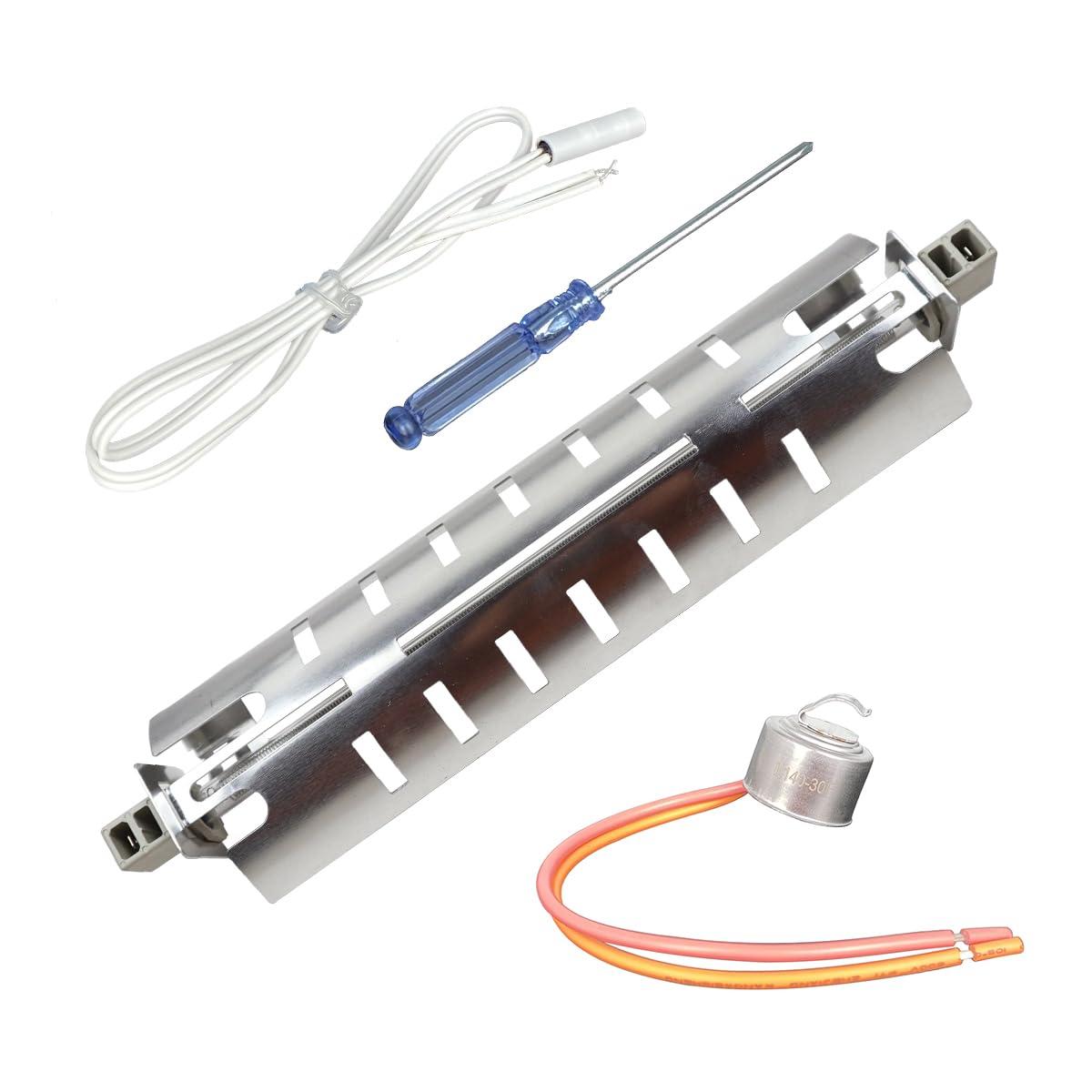 WR51X10055 Refrigerator Defrost Heater Kit For GE & Kenmore,with Defrost Thermostat WR50X10068,Temperature Sensor WR55X10025 and Screwdriver