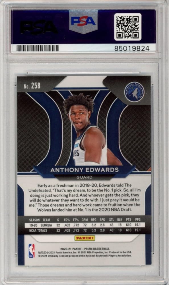 Amazon.com: Anthony Edwards 2020-21 Panini Prizm Autograph Rookie