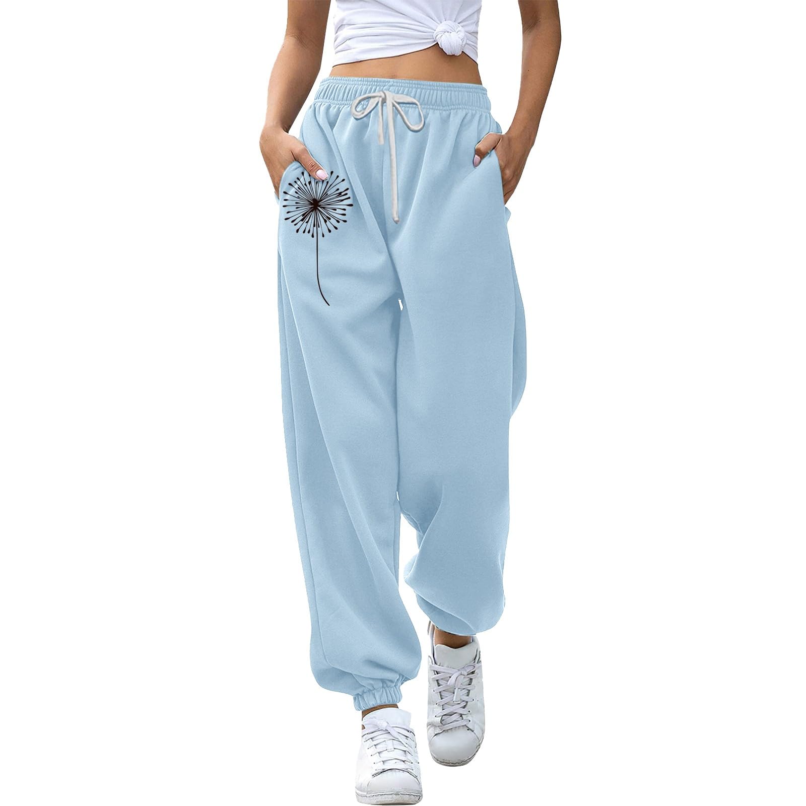 Pantaloni Tuta Donna Sportivi Pantaloni Da Jogging Ampi Allenamento Calze Sportive Pantaloni Tinta Unita Con Tasche Casual Autunno Tracksuit Elastico