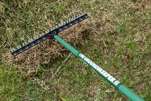 image for THE GROUNDSKEEPER II Green Rake 55-inch Lightweight Fiberglass Handle,