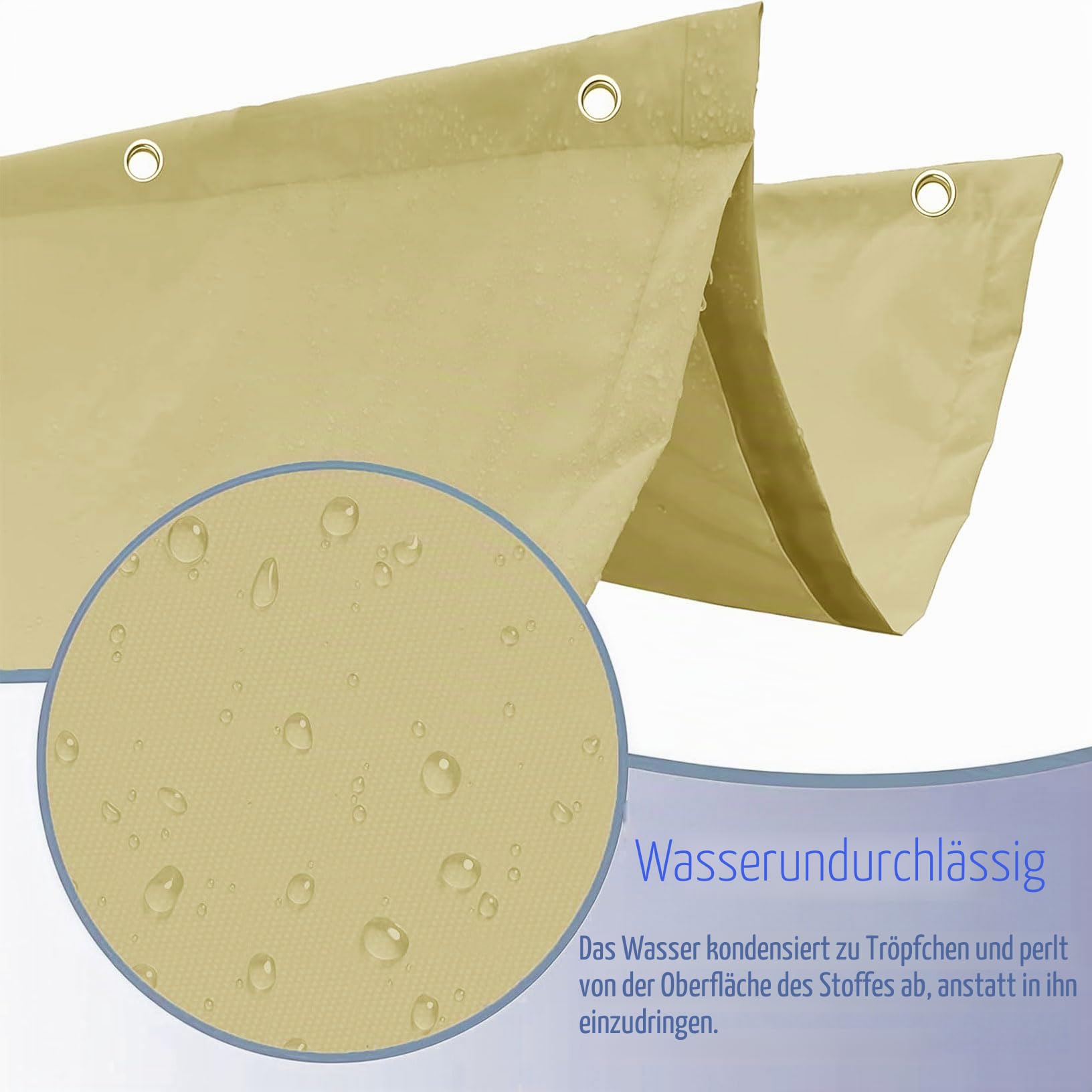 Einziehbares Sonnensegel 5 x 5 m Nach Maß Verstellbar 95% Uv-Schutz Wasserdicht Markisenstoff Inkl. Befestigungsseilen für Balkon Terrasse Garten Pool Camping, Sandgelb