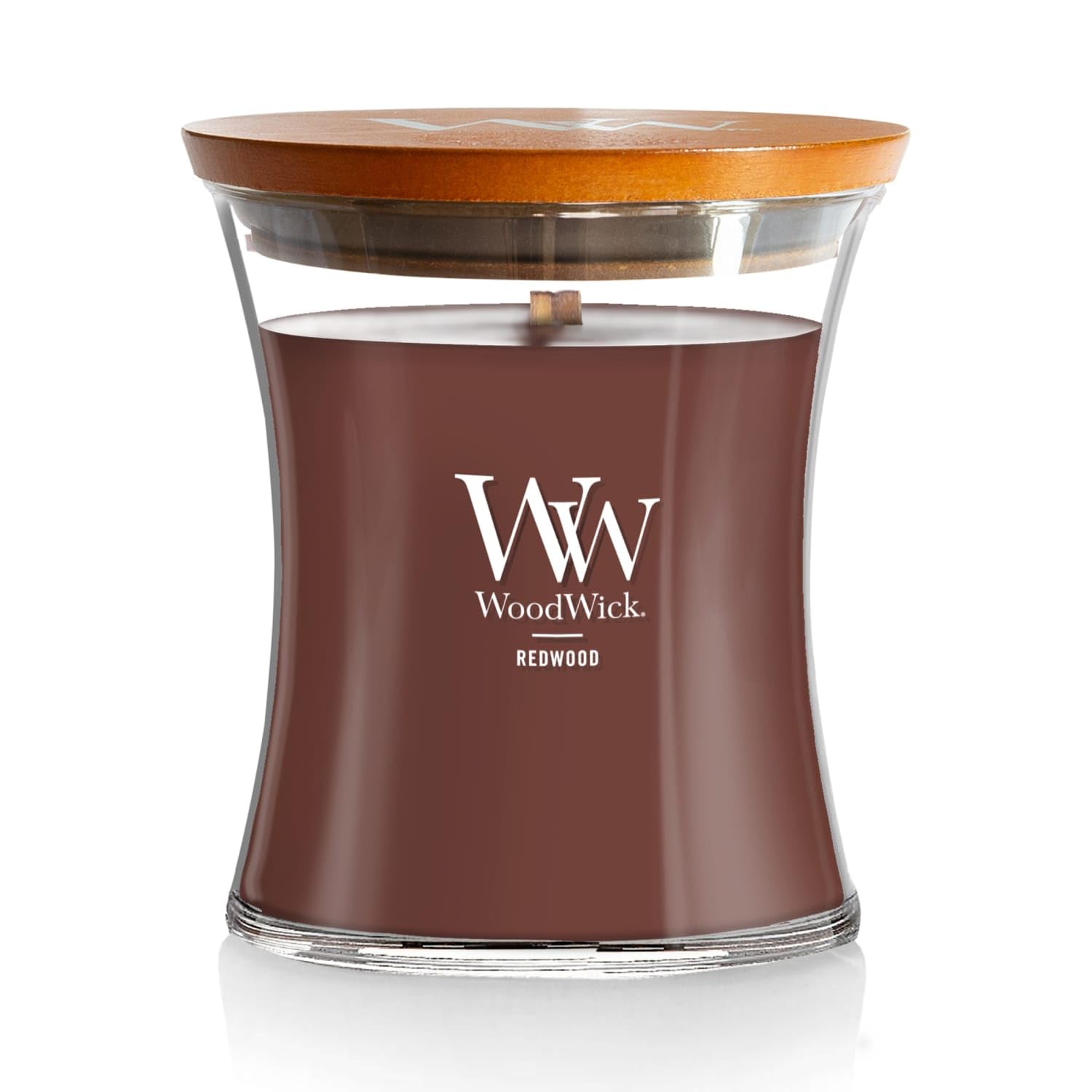 Redwood Holiday Candle Gifts for Women and Men, 9.7 oz Medium Hourglass Candle with Crackling Wick