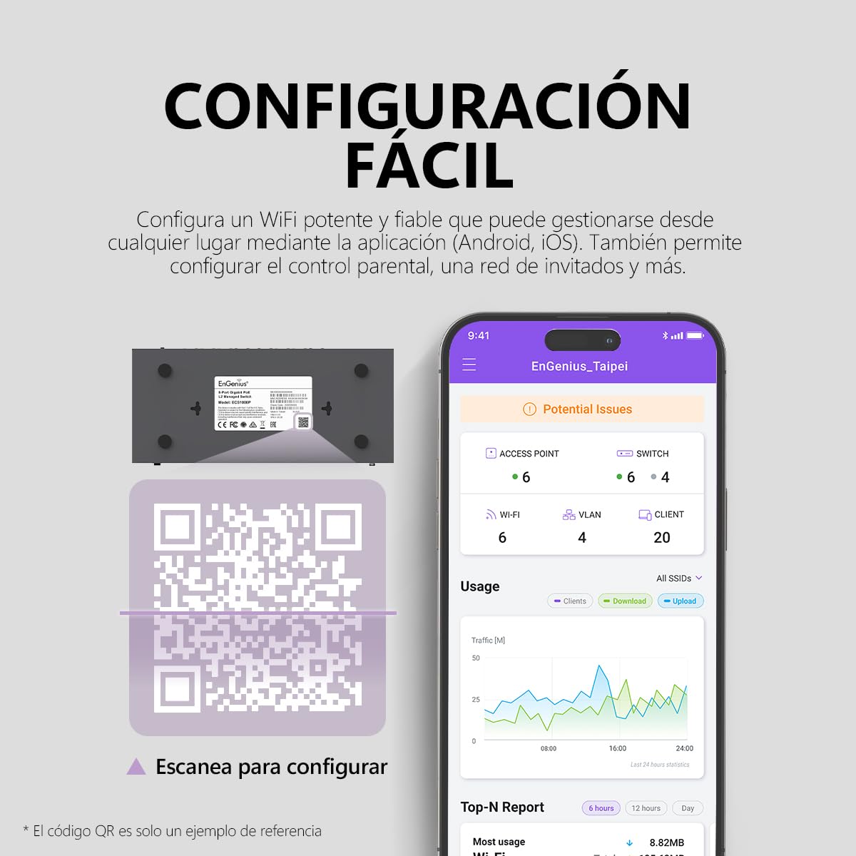 EnGenius Fit EWS2910P-FIT Switch administrado Gigabit PoE de 8 puertos, presupuesto de energía de 55 W, gestión de capa 2+, enlaces ascendentes SFP para redes de pequeñas empresas