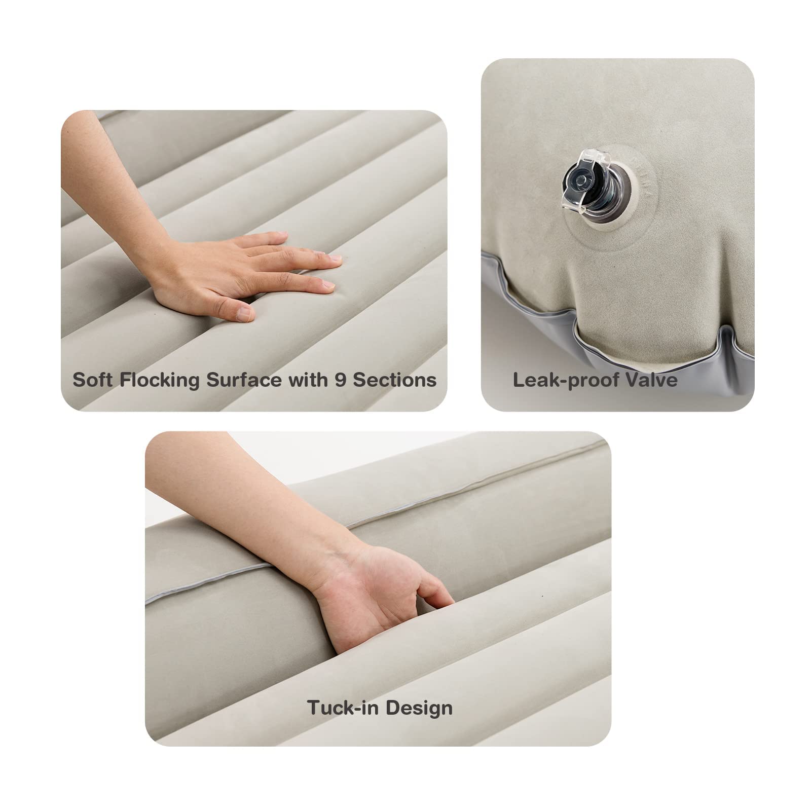LIFEZEAL Colchón Hinchable Infantil con Bomba Eléctrica, Cama con colchón extraíble, 165 x 118 x 20cm, Cama de Viaje portátil para niños de hinchado rápido en 30 Segundos (Gris)