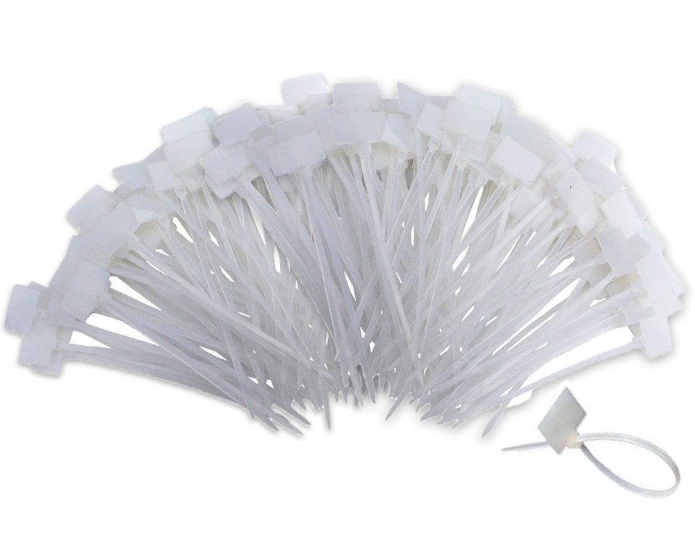 TuzazoTUZAZO Nylon Marker Cable Zip Ties, 250pcs 6 Inch Self-Locking Cable Labels Tags with Write on Cord Label for Electronics, Network Ethernet Wire Labels