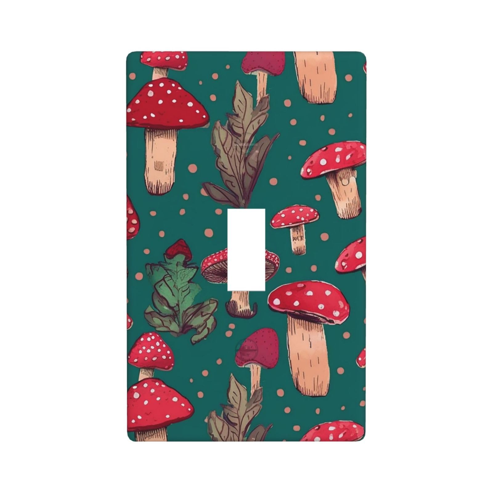 Decorator Wall Plate Cover Single Toggle Light Switch Cover Red mushrooms Wallplates Blank Electrical Rocker Switch Plate Covers for Electrical Outlets Decorative 1 Gang 4.5" x 2.76"