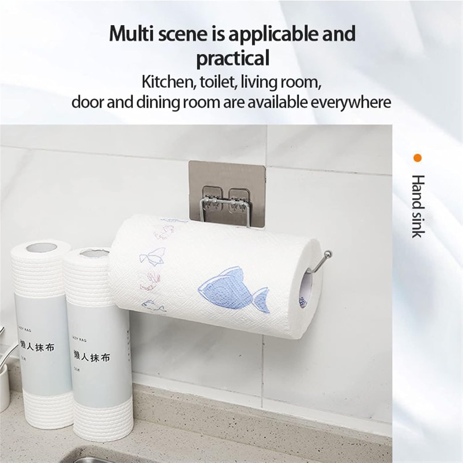 Stainless Steel Self Adhesive Napkin Ring Wall Mount Towel Hanging Holder with Magic Adhesive Pad Kitchen Paper Roll Holder Tissue Paper Stand Towel Bar Hanger for Washbasin Use — Amazon image 7