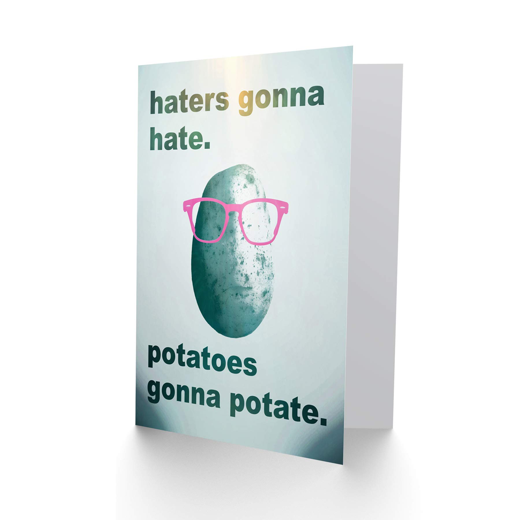 Wee Blue Coo Haters Gonna Hate Potatoes Potate Funny Joke Hipster Birthday Sealed Greeting Card Plus Envelope Blank Inside - View #4
