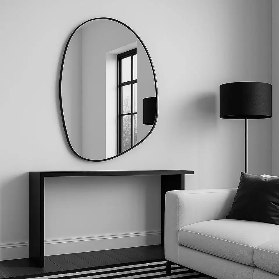 Espelho Decorativo modelo Orgânico de 60x40 com Suporte para Parede (Preto)