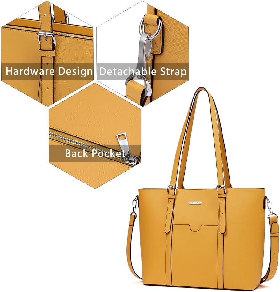 BROMEN Women Briefcase 15.6 inch Laptop Tote Bag Vintage Leather Handbags Shoulder Work Purses