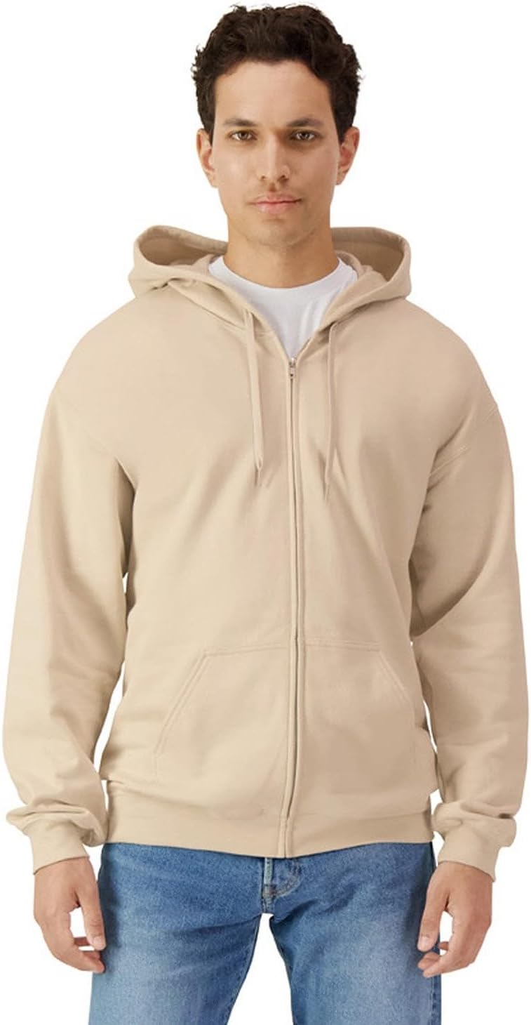 Gildan Mens Midweight Fleece Full Zip Hoodie