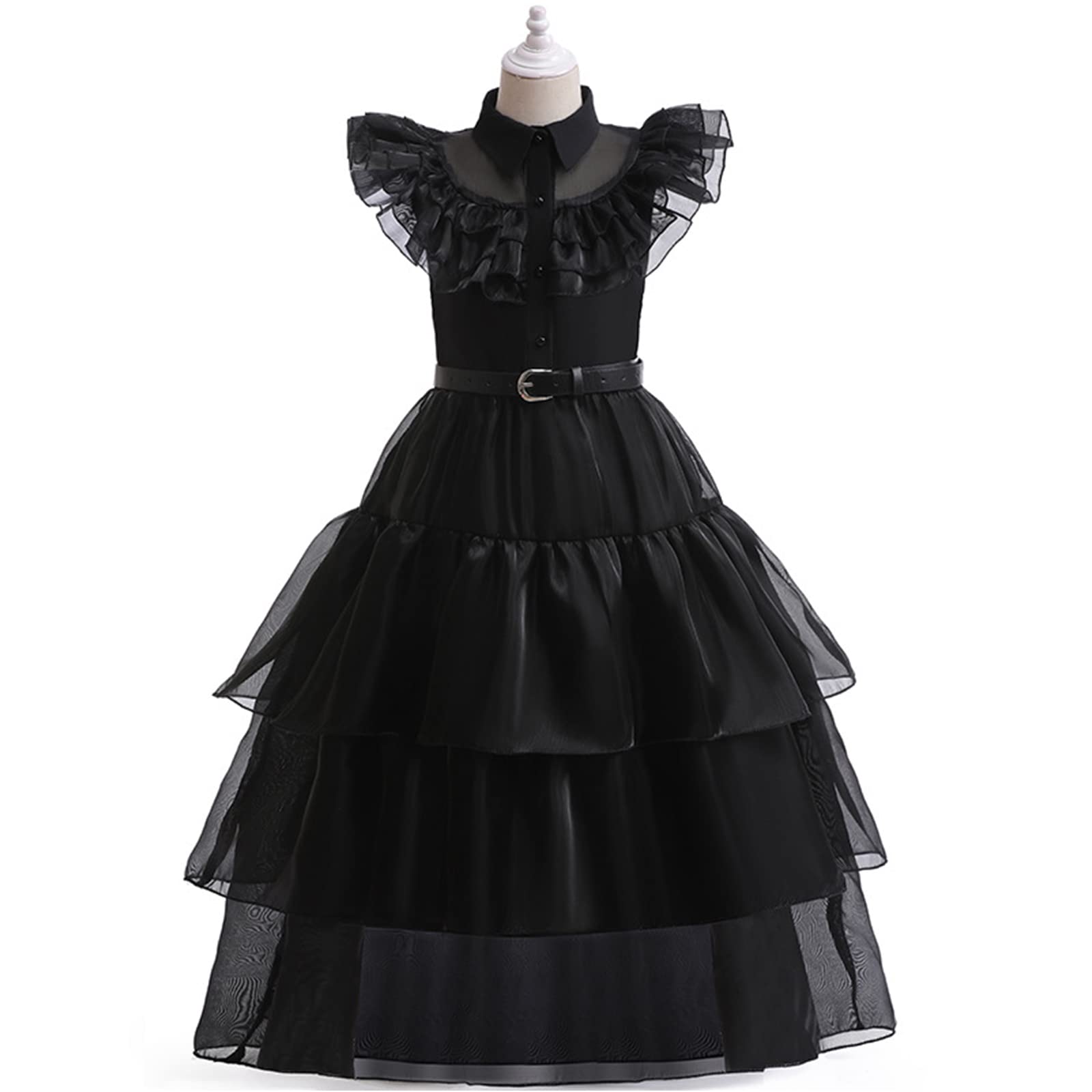 Wednesdays Addams Costume for Girls Dress| Kids Wednésday Adams Family Dress | Wednésday Addams Thing Merchandise Gifts for Girls Gothic Cosplay Outfit for Halloween Carnival Party