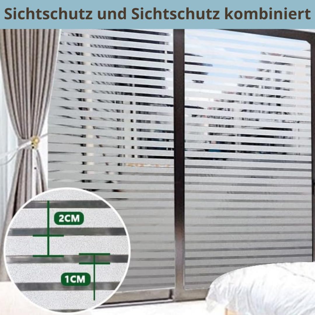 Großformatiges Fensterfolie (Streifen, 120 x 400 cm) Dekorative Fensterfolie Selbstklebende, matte, satinierte Fensterfolie für Privatsphäre ohne Klebstoff Anti-UV statisch Dusche