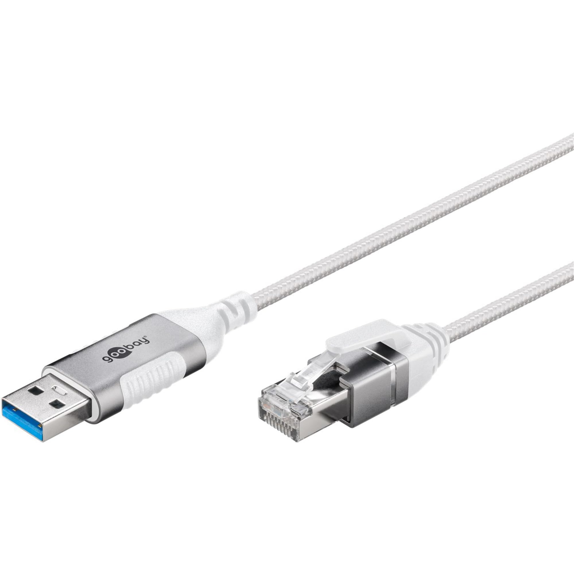 goobay Câble USB A 3.0 vers RJ45 Ethernet CAT 6 Slim/Câble adaptateur/Connexion Internet filaire stable avec routeur/commutateur réseau/Adaptateur USB vers RJ45 / 1 Gbit/s / 2 m / 74379 / Blanc