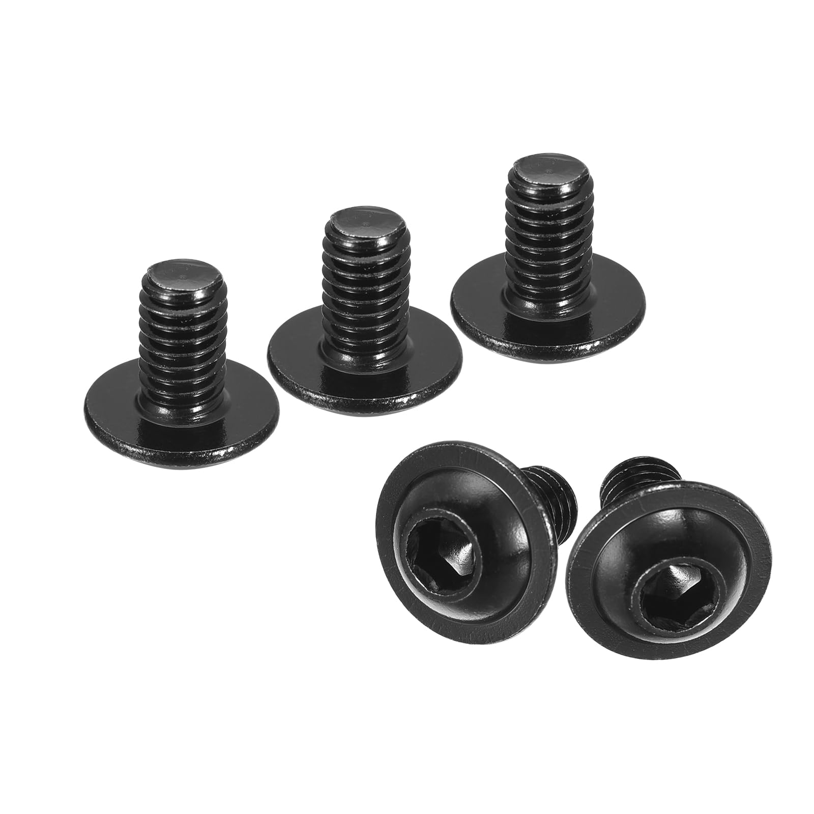 uxcell Flanged Button Head Socket Cap Screws, 25pcs M6x10mm 304 Stainless Steel Black Oxide Socket Drive Fasteners Bolts, Fully Thread Machine Screws