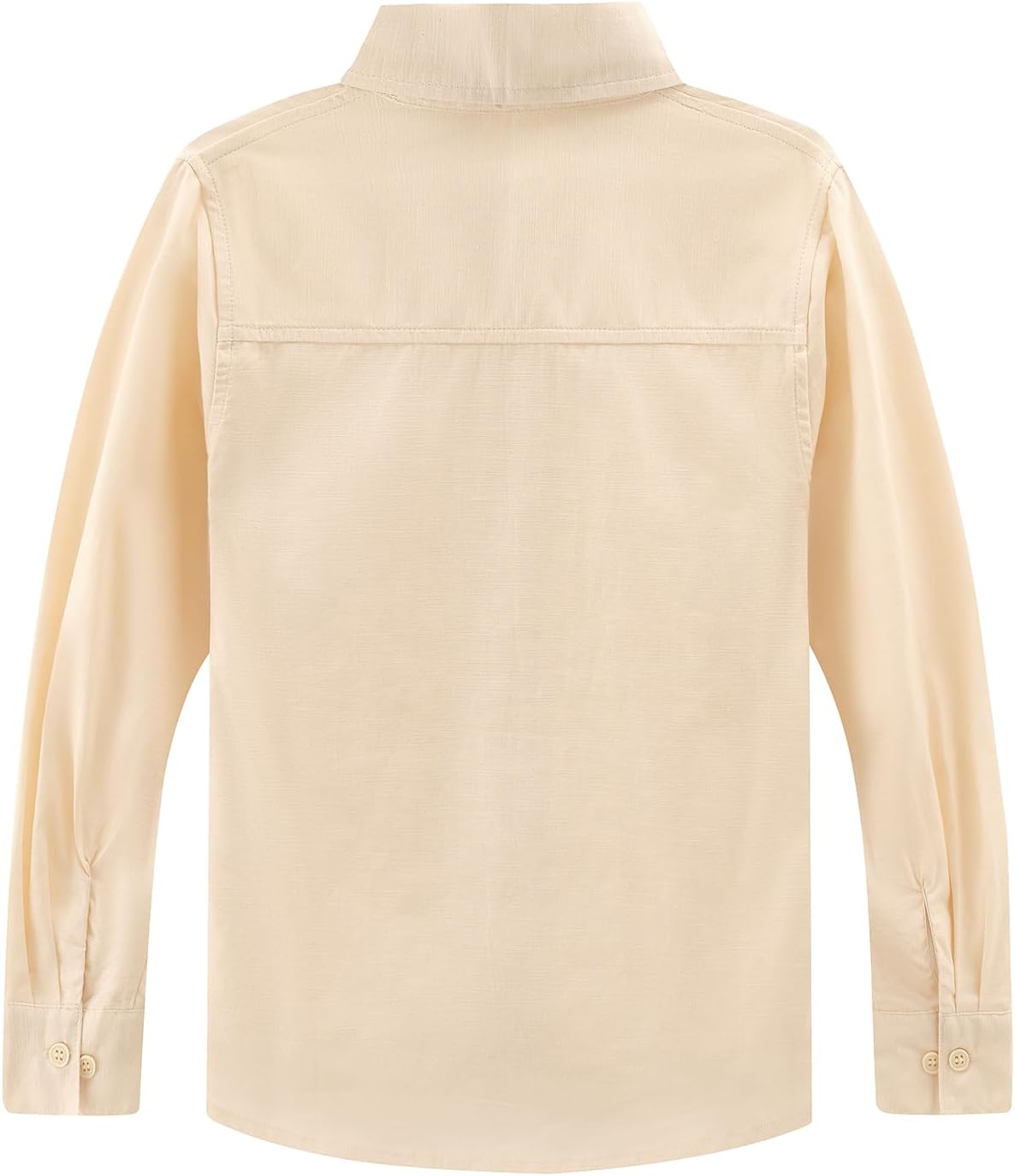 Spring&Gege Boys' Long Sleeve Linen Textured Button Down Shirts Summer Beach Shirt Soild - Image 3