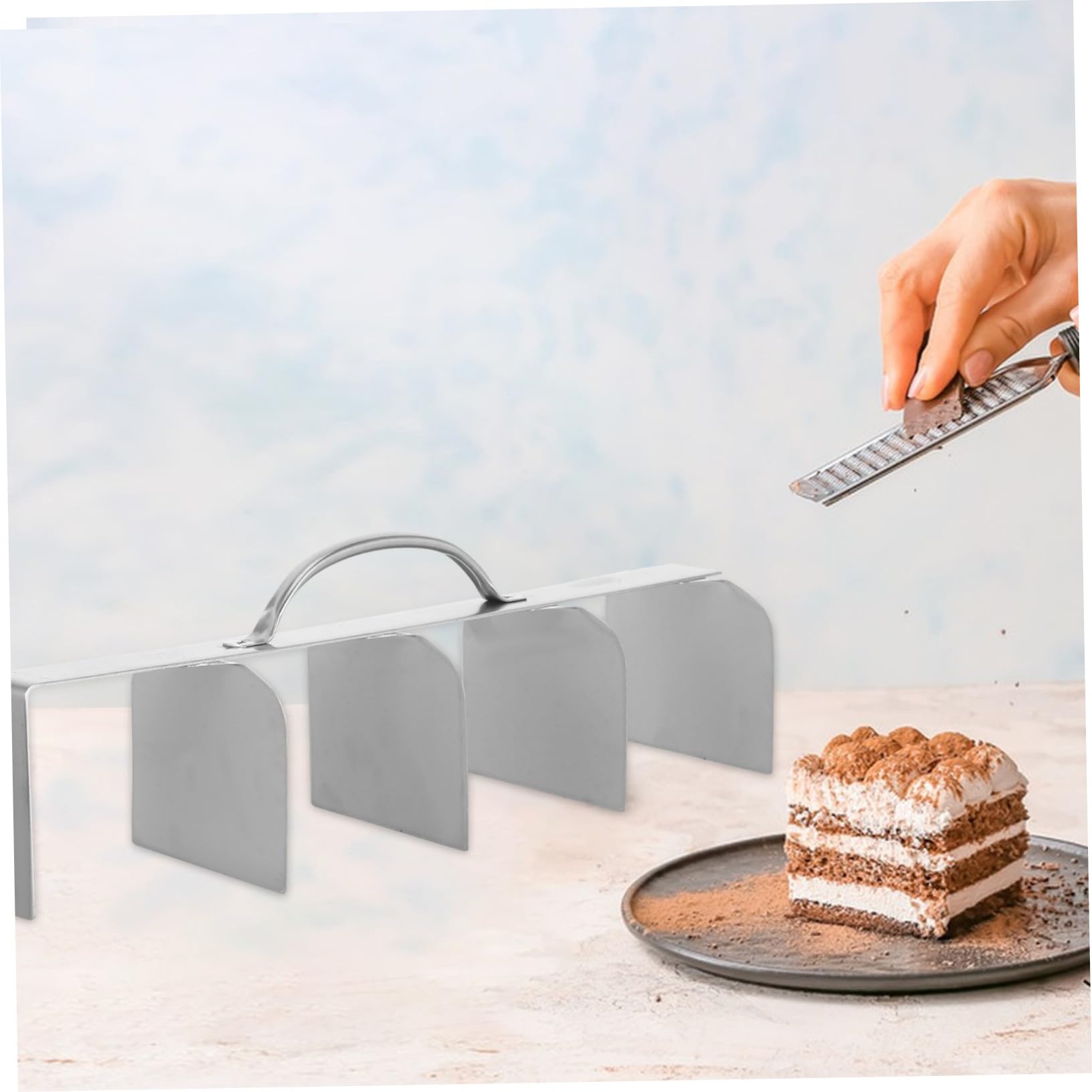 Coupe-tiramisu Acier Inoxydable Outil de Découpe Pratique pour Gâteau Diviseur de Portions Uniforme pour Moules Rectangulaires Accessoire Pâtisserie et Facile à Nettoyer