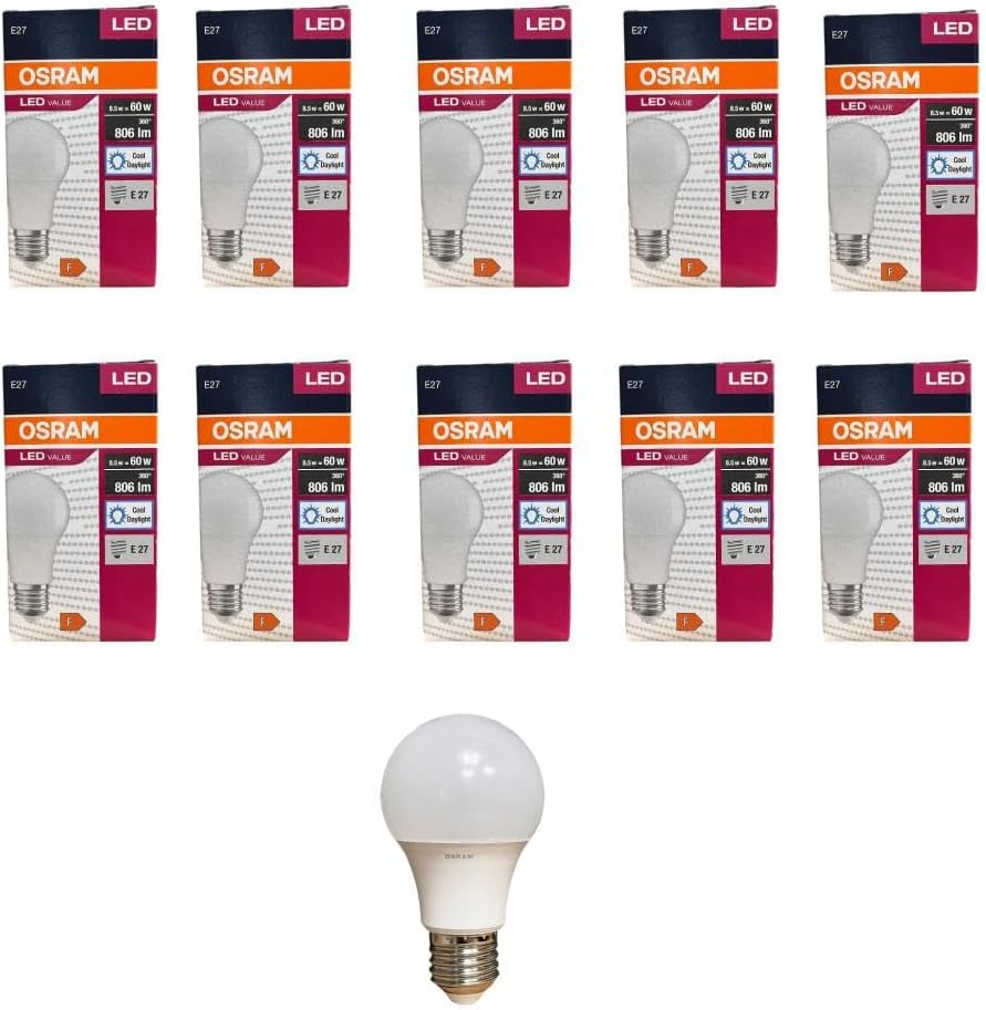Osram 8.5 Watt Led Ampul 6500K Beyaz E27-10 Adet