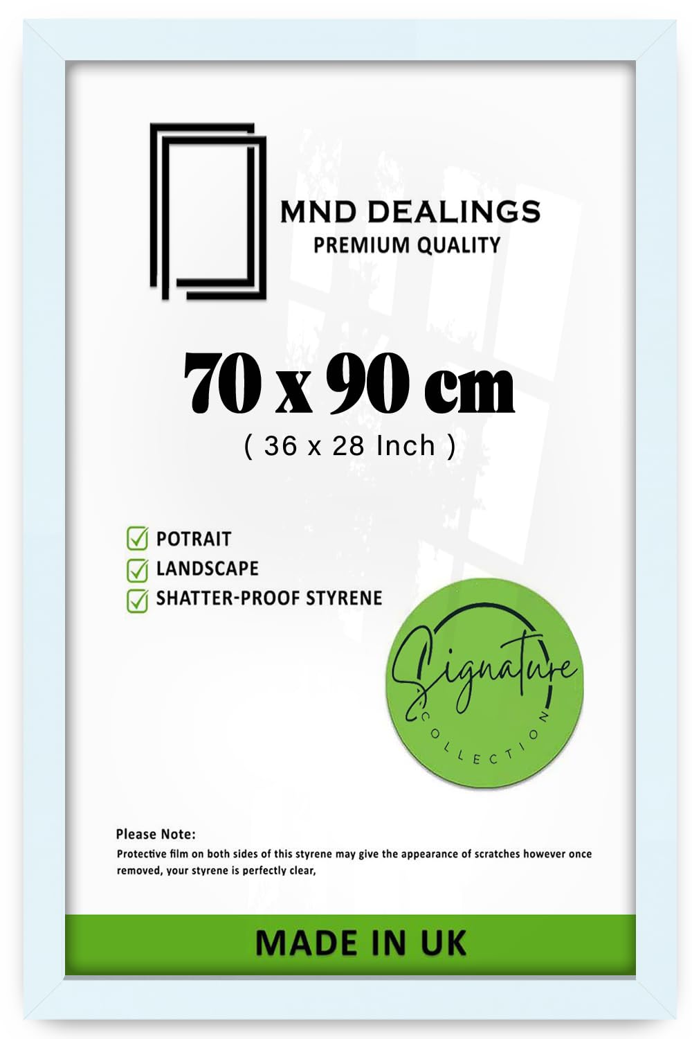 MND Dealings Elegant Flat Style Wide White 70X90 CM (27.56X35.43) Poster Frame| Use as Home Decor/Wall Gallery/Art work/Picture Frame | Solid MDF Wood with HD Perspex (White)