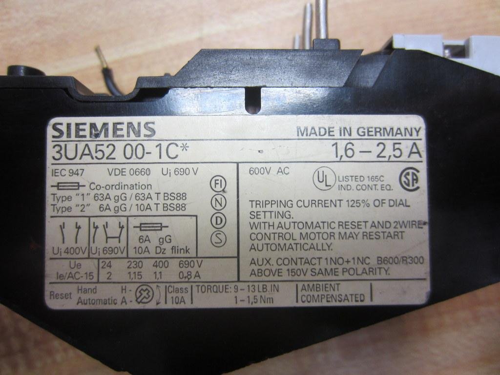 Relè Termico Siemens 3UA5200 | 1.6–2.5 A | 1 NA + 1 NC | Per Contattori | Montaggio Diretto