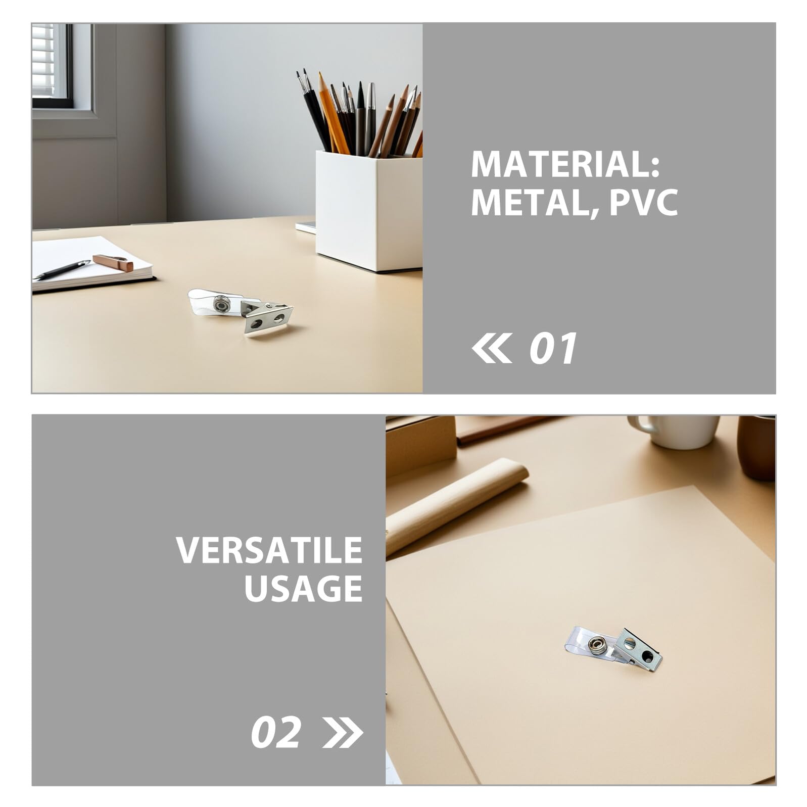 Cabilock 250pièces Clips Porte-badges Métal avec Sangles Double Trou pour Étiquettes Nominatives et Cartes Identité Adaptés Travail aux Événements