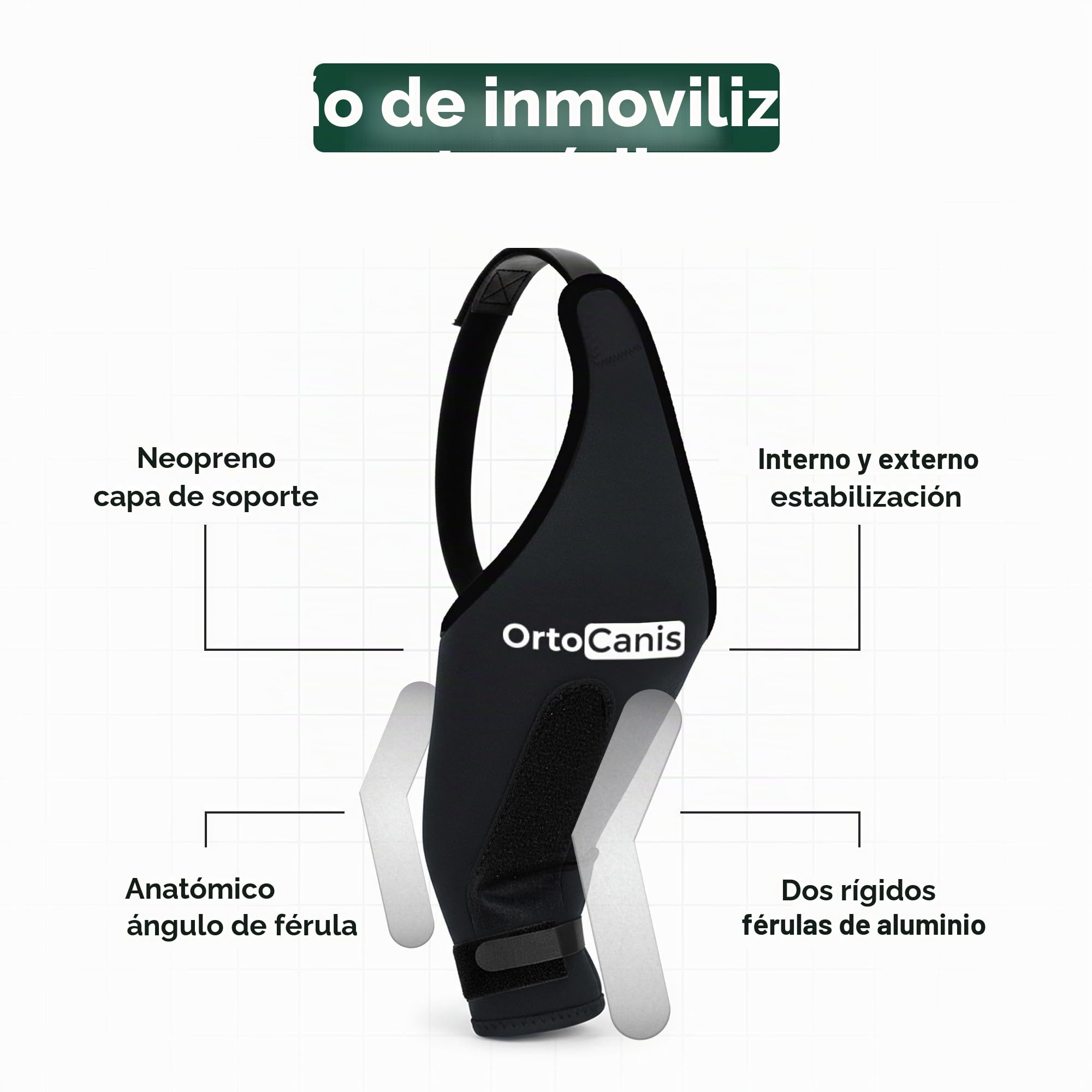 Ortocanis - Inmovilizador de Rodilla para Perro - Rodillera para Pierna Izquierda - Lesiones, Rotura de Ligamentos, Luxación de Rótula y Postoperatorio - Neopreno Especial - Talla: L de 33 a 36 cm