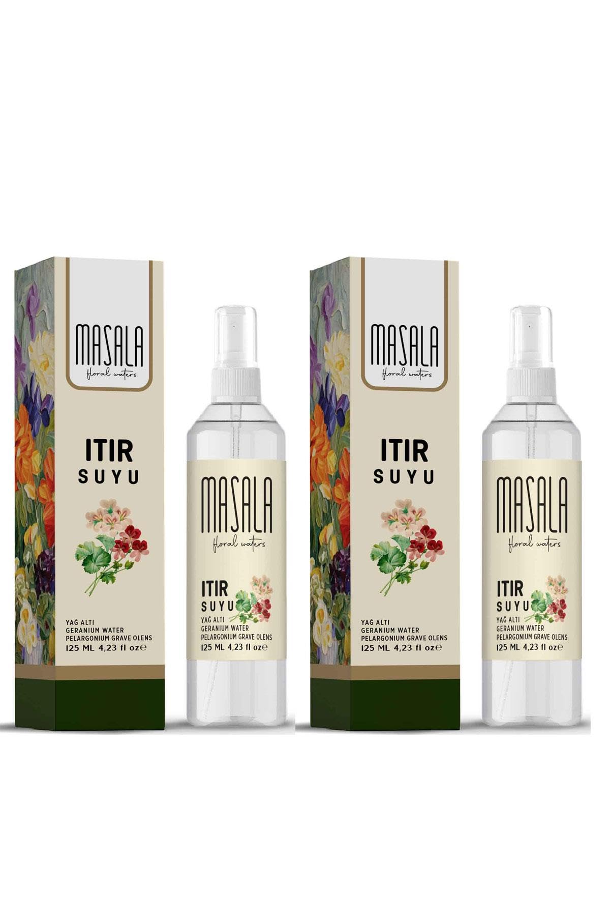 Masala 2 Adet Saf Itır Suyu (Sardunya) 125 ml%100 Doğal Yağlı Hidrosol - Tonik Geranium Floral Water Hydrosol Tonic